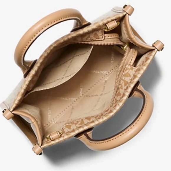 Michael Kors Mirella Extra-Small Ombré Logo Crossbody XBODY ShopperBag Camel NWT - Picture 14 of 16